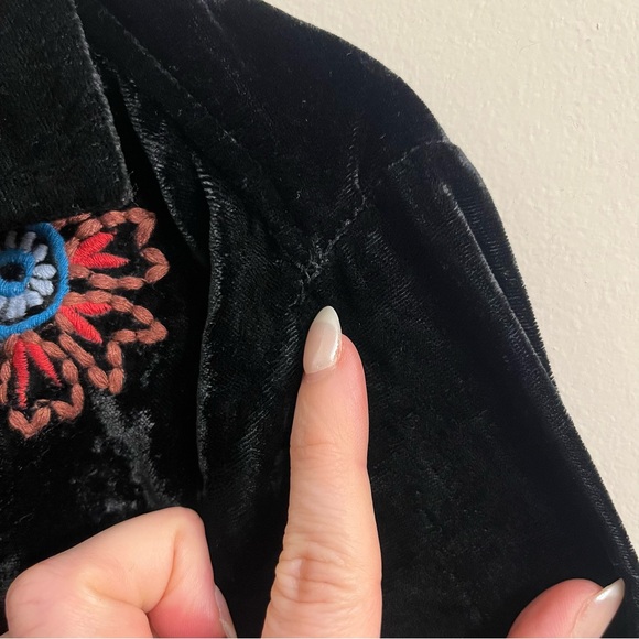 NWT Kyla Seo Wrenley Velvet Embroidered Long Sleeve Button Down Shirt Size Small - Picture 13 of 14